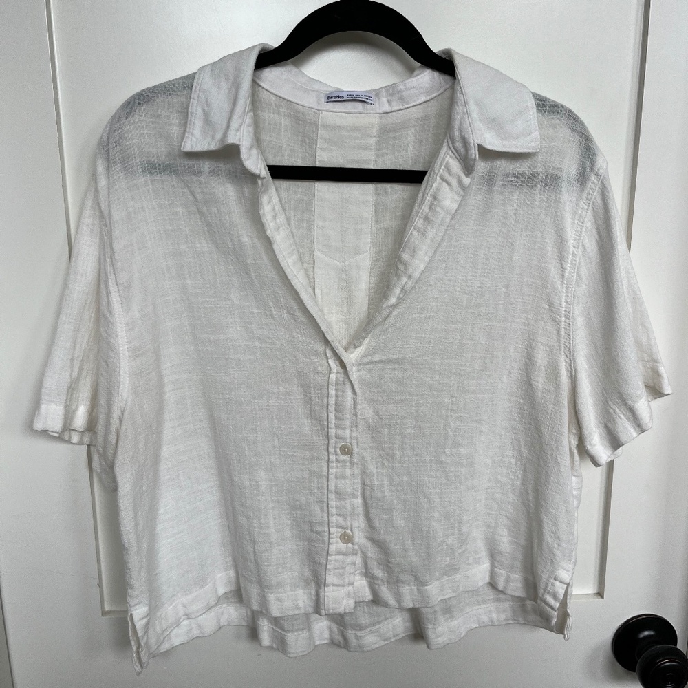 Lightweight White Short Sleeve Blouse
